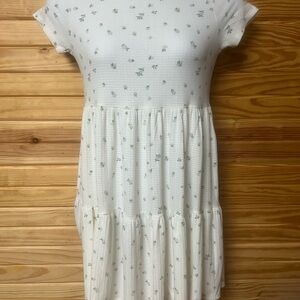 Jessica Simpson White and Green Embellished Tiered Sundress